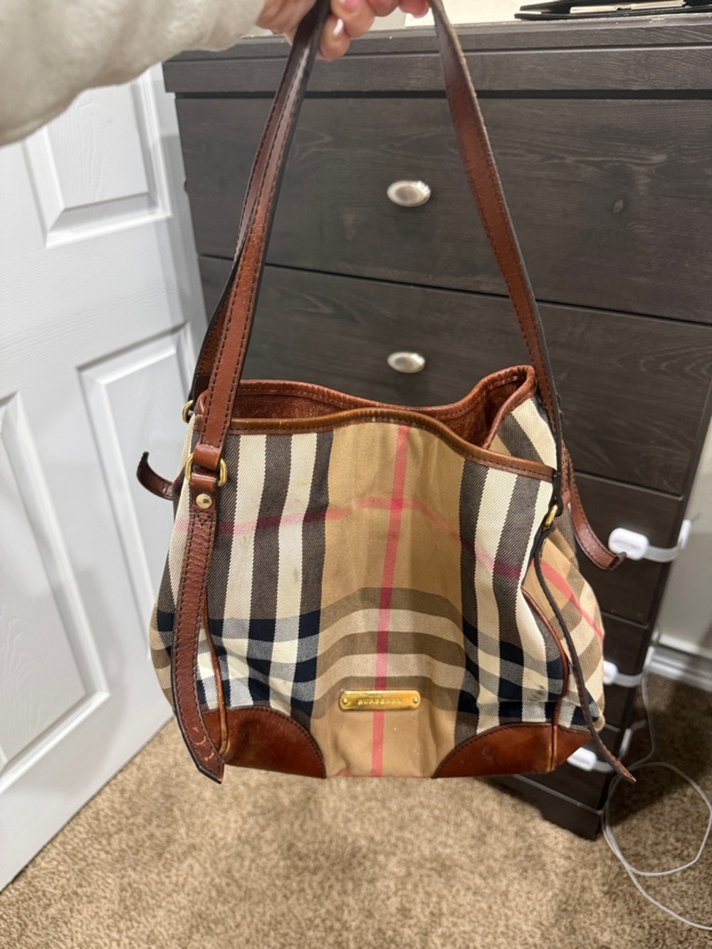 Burberry Check Shoulder Bag - Tan, Brown & Black